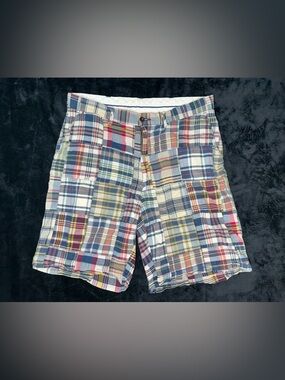 Polo Ralph Lauren Shorts Mens 34 Multi Color Madras Patchwork Classic Fit 8.5 In